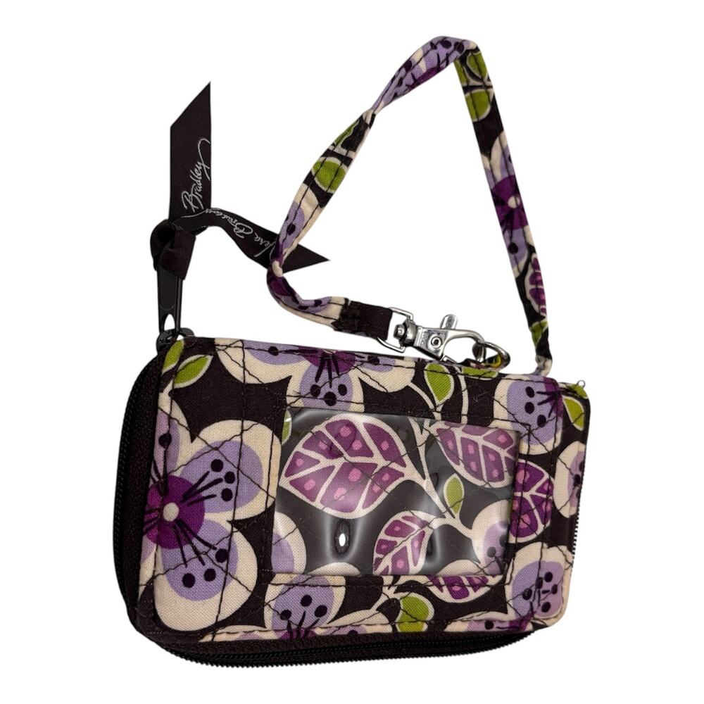 Vera Bradley Plum Petals Retired Pattern 2011 Mini Purse Wristlet Clip & Zip